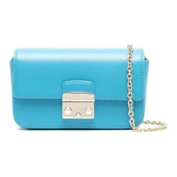 Furla Metropolis Collection Calfskin Shoulder Bag Crossbody Bag Mini Unisex Sky Blue