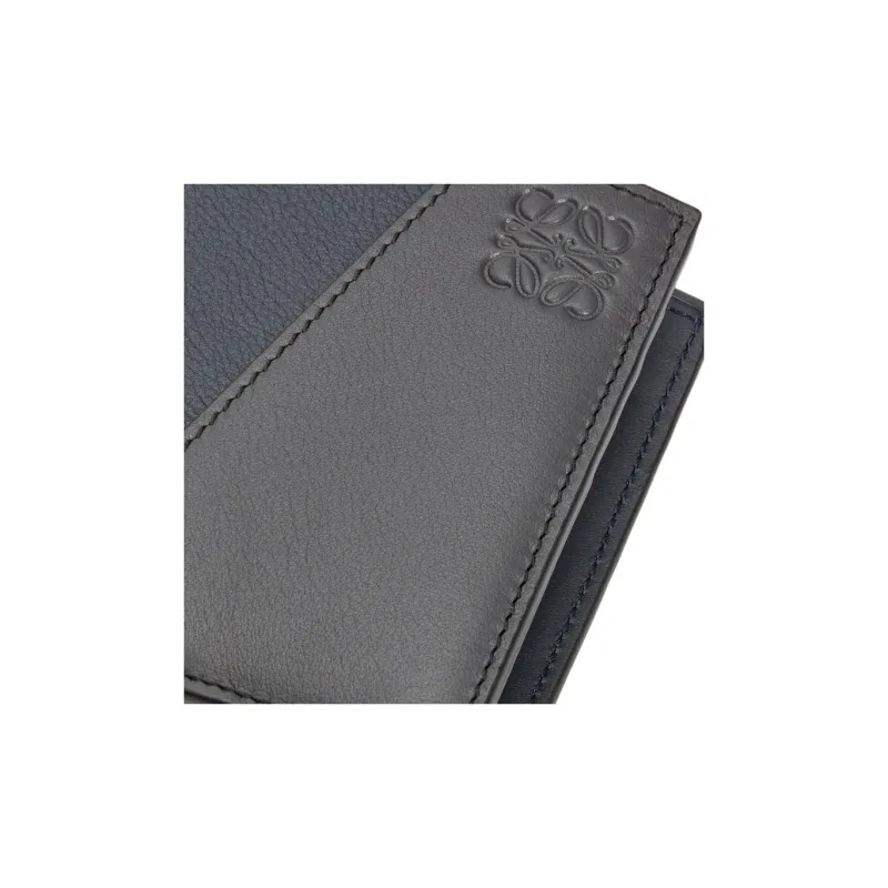 LOEWE Puzzle Calfskin Coin Purses Wallets Men's Dark Marine Blue With Anthracite Accents-4
