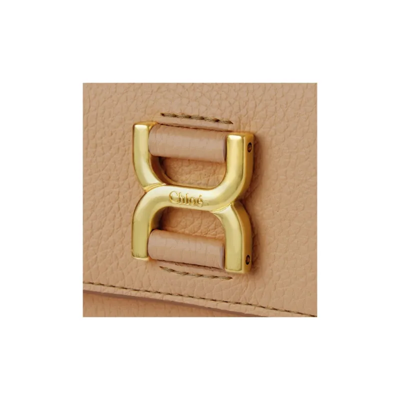 Chloe Marcie Grain Calfskin Wallet Trumpets Women's Camel-4