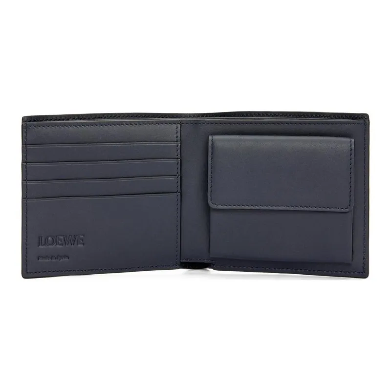LOEWE Puzzle Calfskin Coin Purses Wallets Men's Dark Marine Blue With Anthracite Accents-3