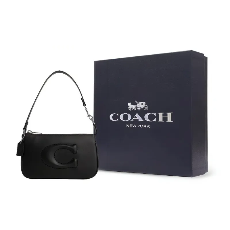 COACH Nolita Smooth Leather One Shoulder Handbags Small Size Women's Black-4