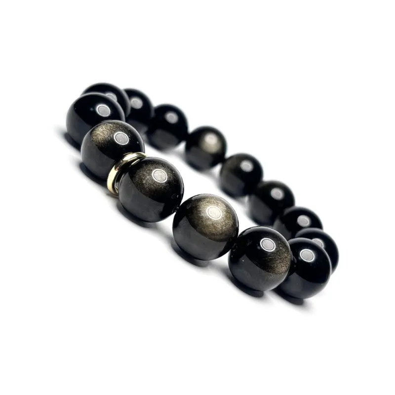 MOUNTAINS AND MANS Obsidian Fortune Beaded Bracelet Men's-1