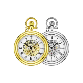 STUHRLING STUHRLING Manual Mechanical Stainless Steel Couple Pocket Watch 47mm Unisex Gold/Silver