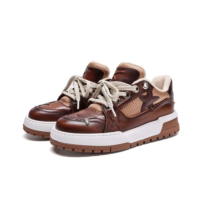 Satchi Skateboard Shoes Men Low Top Brown-2