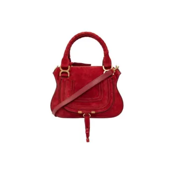 Chloe Marcie Suede Shoulder Bag Crossbody Bag Handbag Women's Red