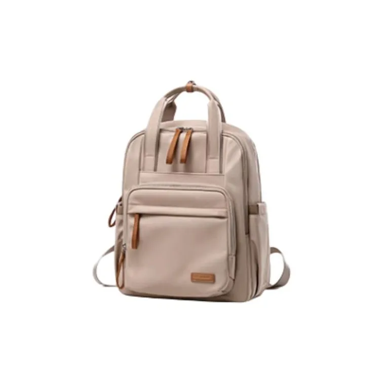 LEFF Nylon Fabric Baby And Mom Backpack Large Size Women's Milk Tea Apricot-1