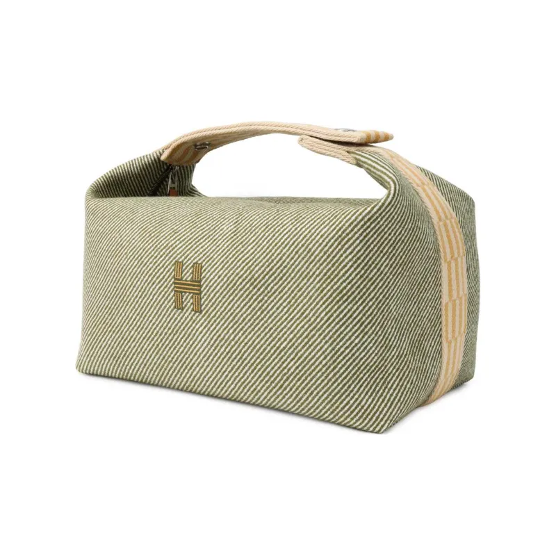 HERMES Bride a Brac Cotton Storage Bag, Toiletry Bag Large Size Unisex Forest Green-2