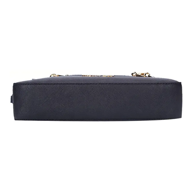 Michael Kors Jet Set Large Zip Chain Crossbody Bag Shoulder Black Leather Gold-5