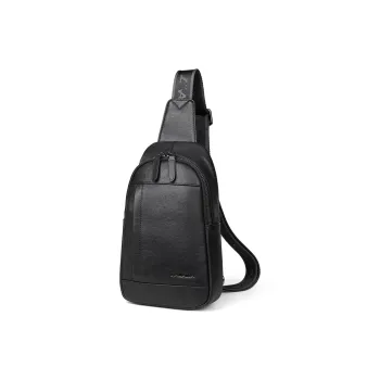 L'ALPINA Top Grain Cow Leather Backpack, Crossbody Bag, Sling Bag Regular Men's Black