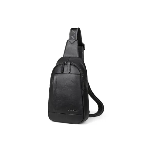 L'ALPINA Top Grain Cow Leather Voltaire backpack, Crossbody Bag, Sling Bag Regular Men's Black