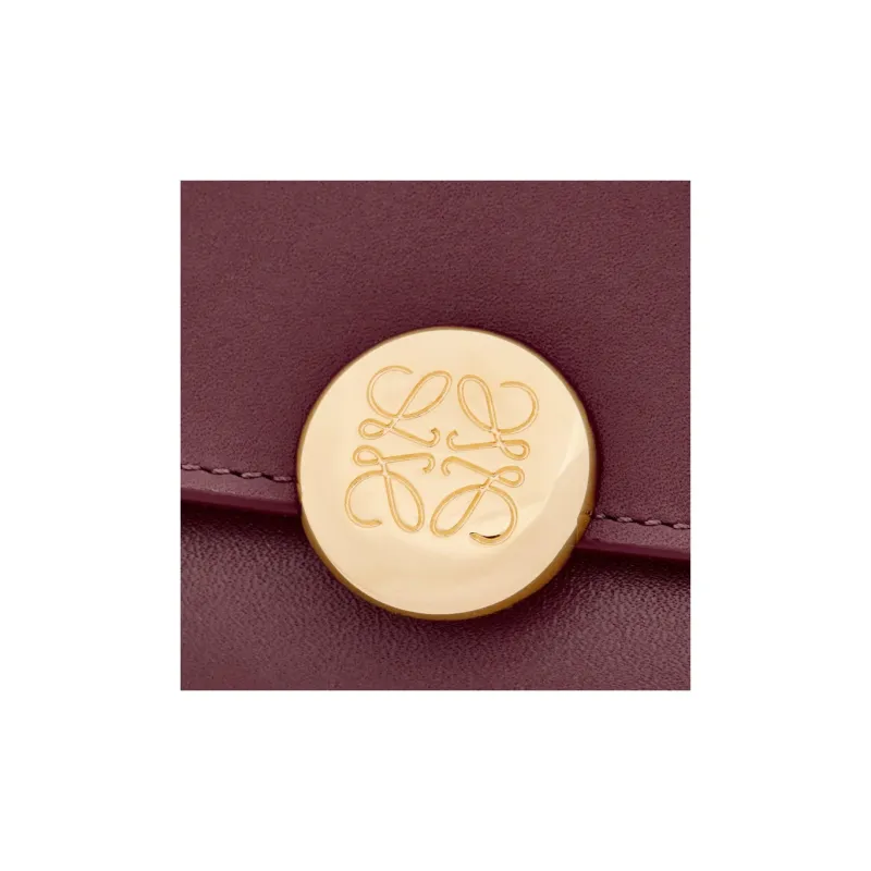 LOEWE Shiny Nappa Calfskin Wallet Small Size Women's Burgundy-4