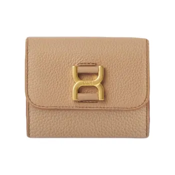 Chloe Marcie Grain Calfskin Wallet Small Size Women's Camel