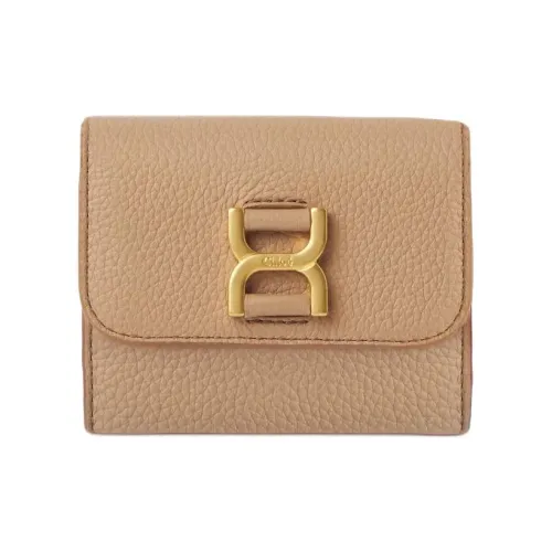 Chloe Marcie Grain Calfskin Wallet Small Size Women's Camel