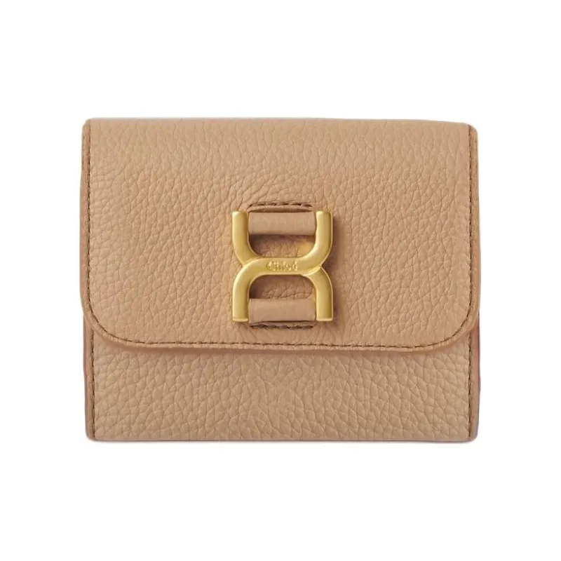 Chloe Marcie Grain Calfskin Wallet Trumpets Women's Camel-0
