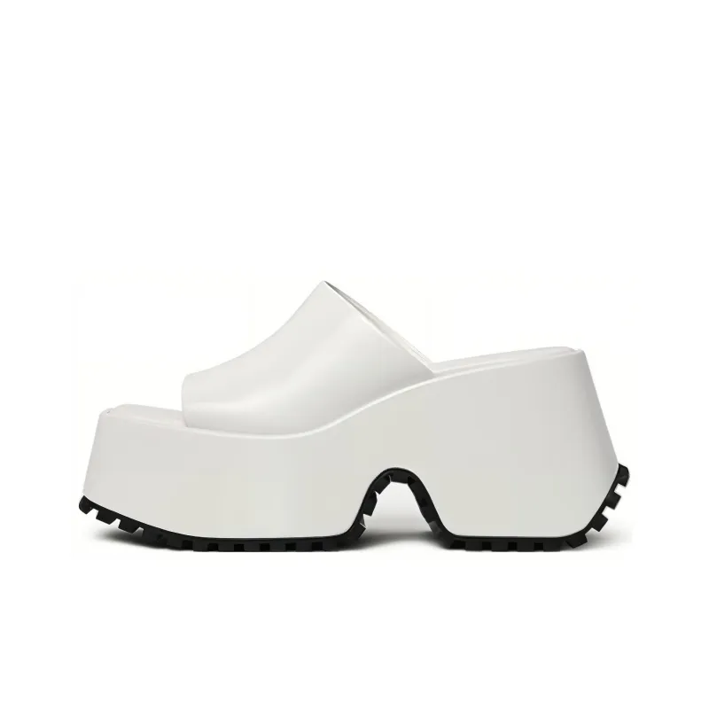 DYMONLATRY Slide Slippers 10cm Women's White-0