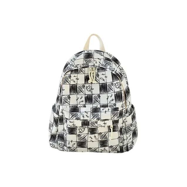 GKY Polyester Cotton Fabric Backpack Regular Unisex Gray/Blue/Coffee/Black-11