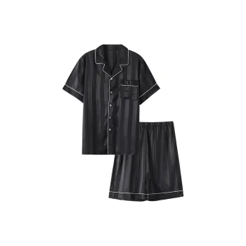 The Story Of The Flower Season Pajama Set Men's Black Stripes