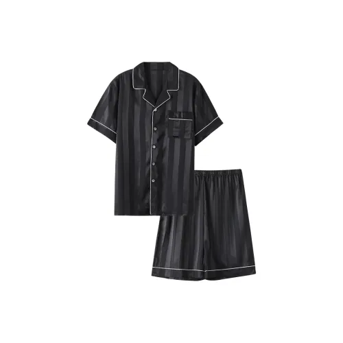 The Story Of The Flower Season Pajama Set Men's Black Stripes