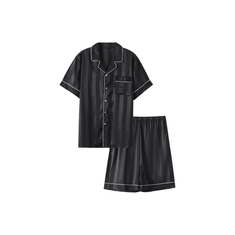 The Story Of The Flower Season Pajama Set Men's Black Stripes-0