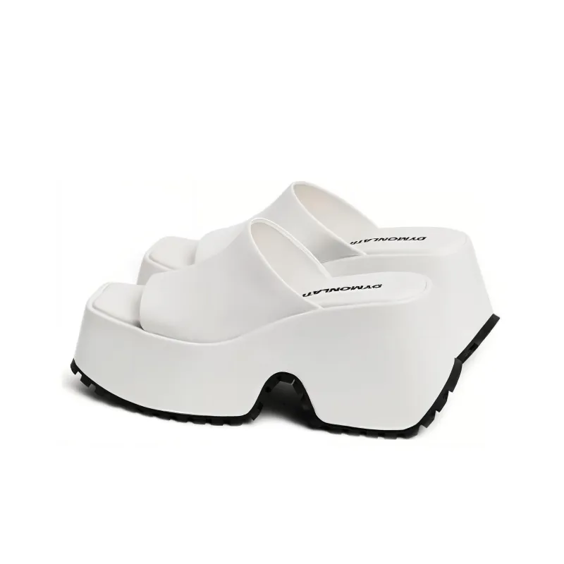 DYMONLATRY Slide Slippers 10cm Women's White-3