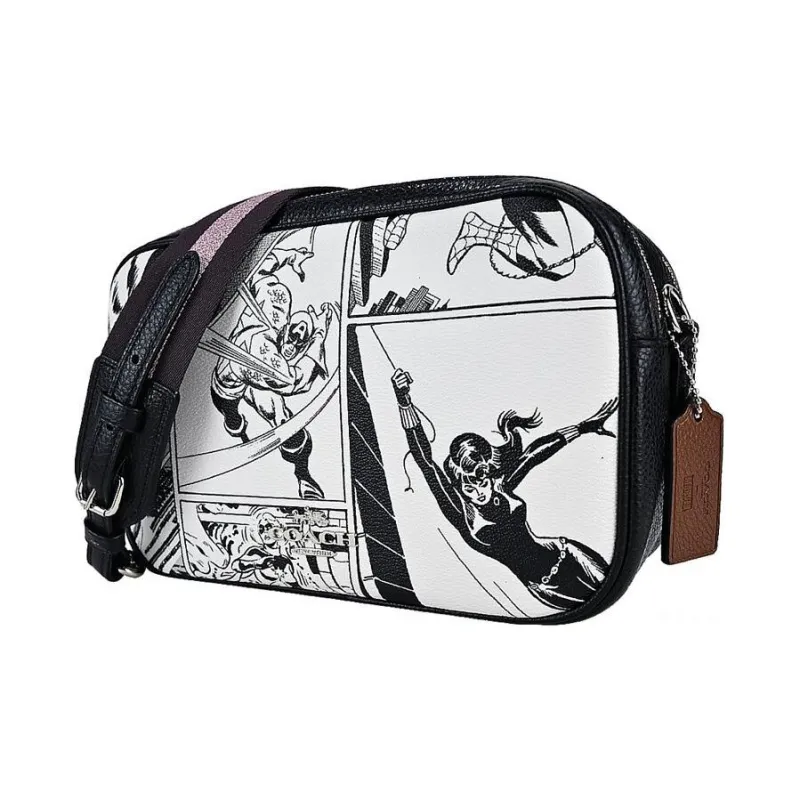 COACH Marvel Collaboration Jes Leather Camera Bags Crossbody Bags Shoulder Bags Women's Black White-6
