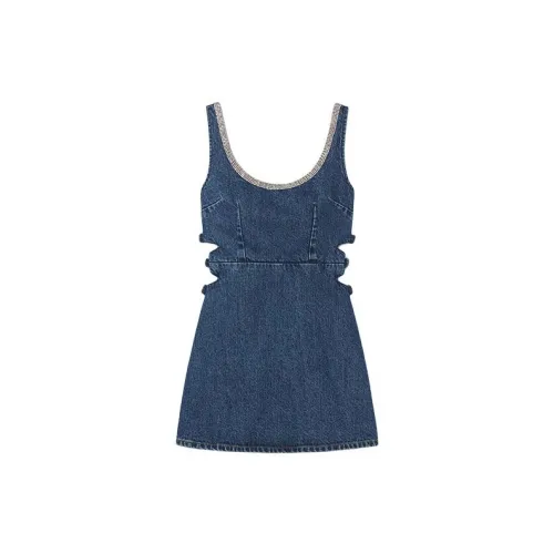 Self-portrait Sleeveless Dresses Women's Denim Blue