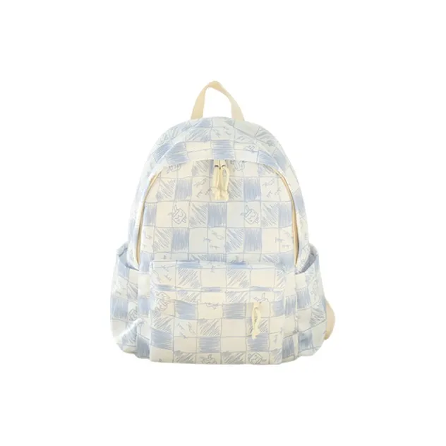 GKY Polyester Cotton Fabric Backpack Regular Unisex Gray/Blue/Coffee/Black-5