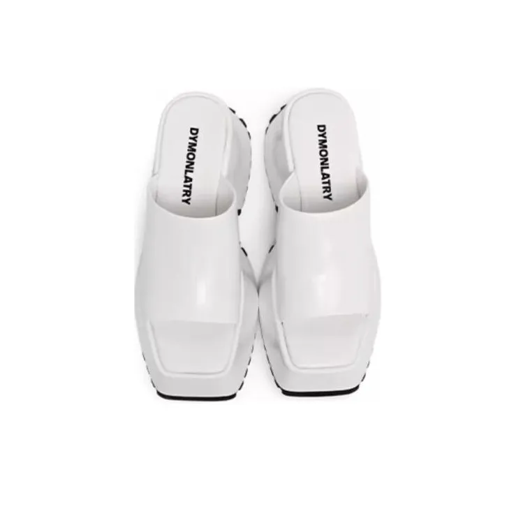DYMONLATRY Slide Slippers 10cm Women's White-4