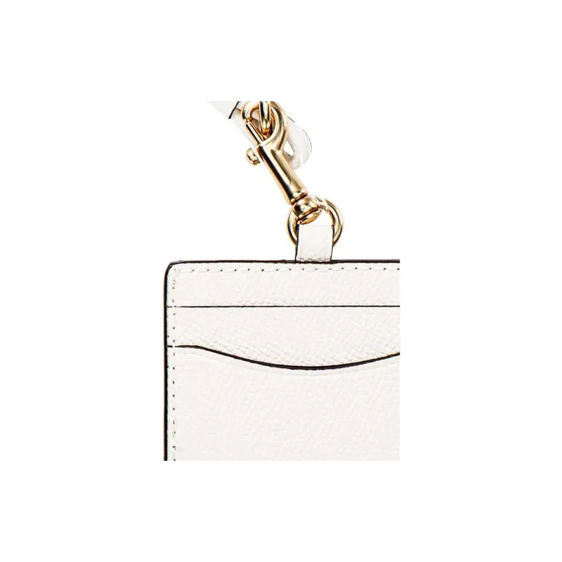 COACH Lanyard PVC Leather Card Holder Regular Women's White-4