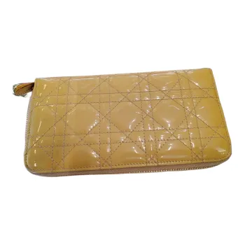 DIOR Patent Leather Wallet Women's Yellow