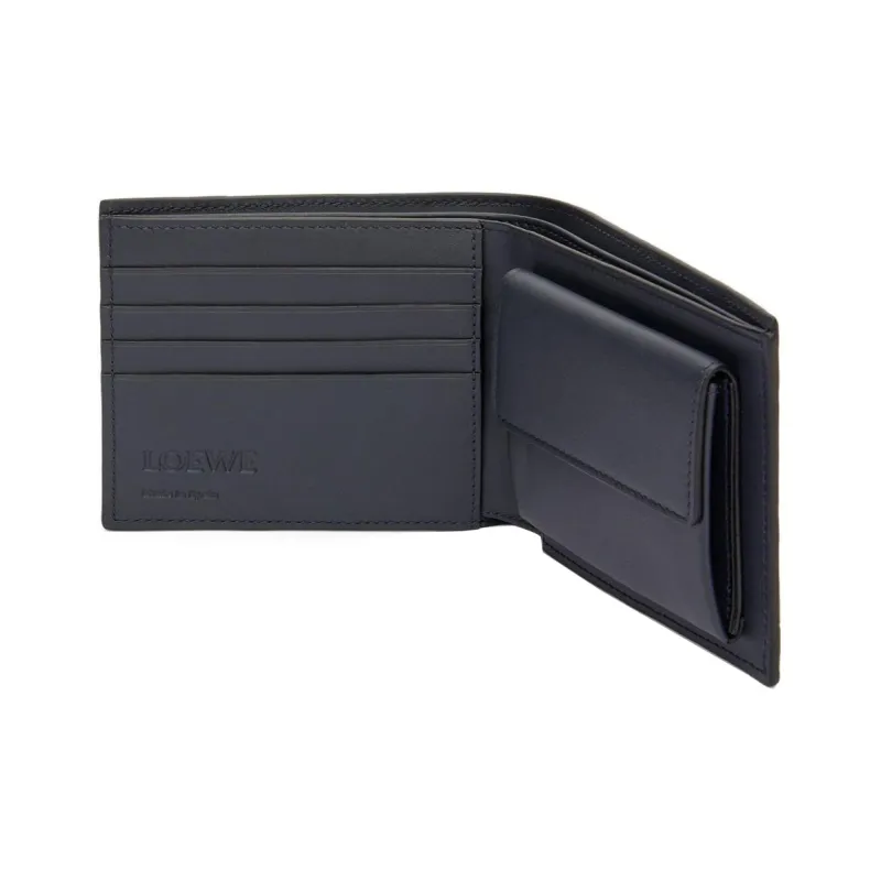 LOEWE Puzzle Calfskin Coin Purses Wallets Men's Dark Marine Blue With Anthracite Accents-2