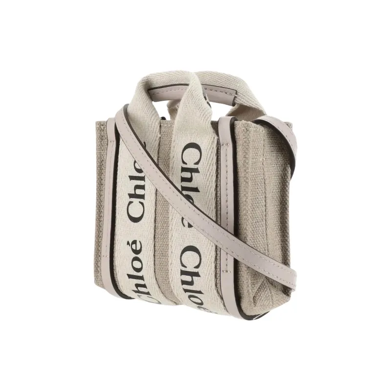 Chloe Canvas With Leather Canvas Bag Tote Bag Shopping Bag Shoulder Bag Crossbody Bag Handbag Nano Women's Beige & Pink-1