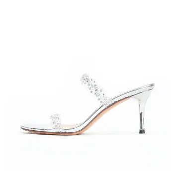 CHRISTINE SHEII Siu Siu Slide Slippers 6cm Women's Silver