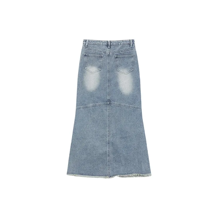 ETSE Denim Long Skirt Women's Blue-1