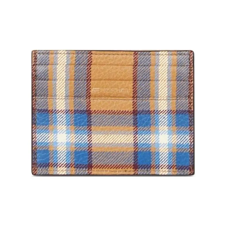 ETRO Pegaso Calfskin Card Holder Women's Camel Brown Multicolor Mix-1