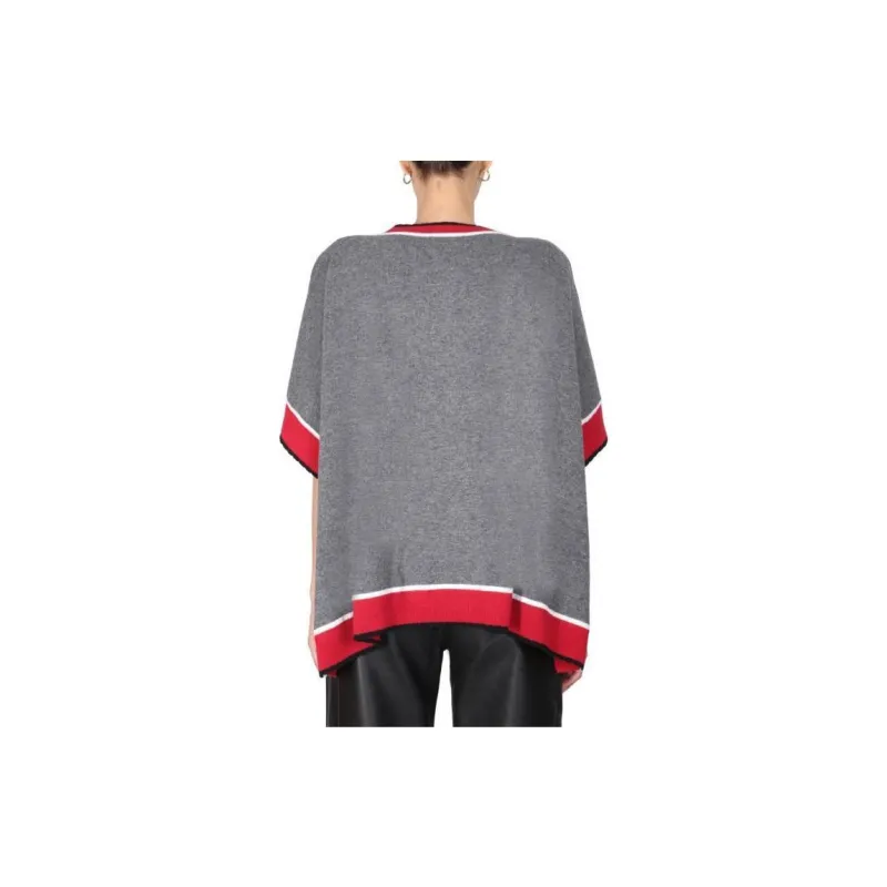 MOSCHINO Intarsia knit Floral Poncho Top-1