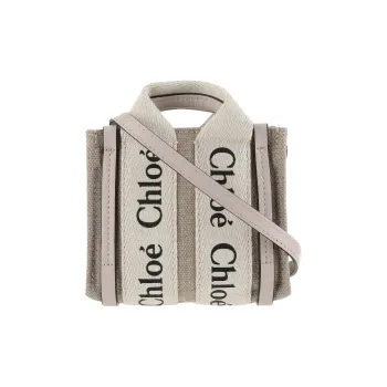 Chloe Canvas With Leather Canvas Bag Tote Bag Shopping Bag Shoulder Bag Crossbody Bag Handbag Nano Women's Beige & Pink