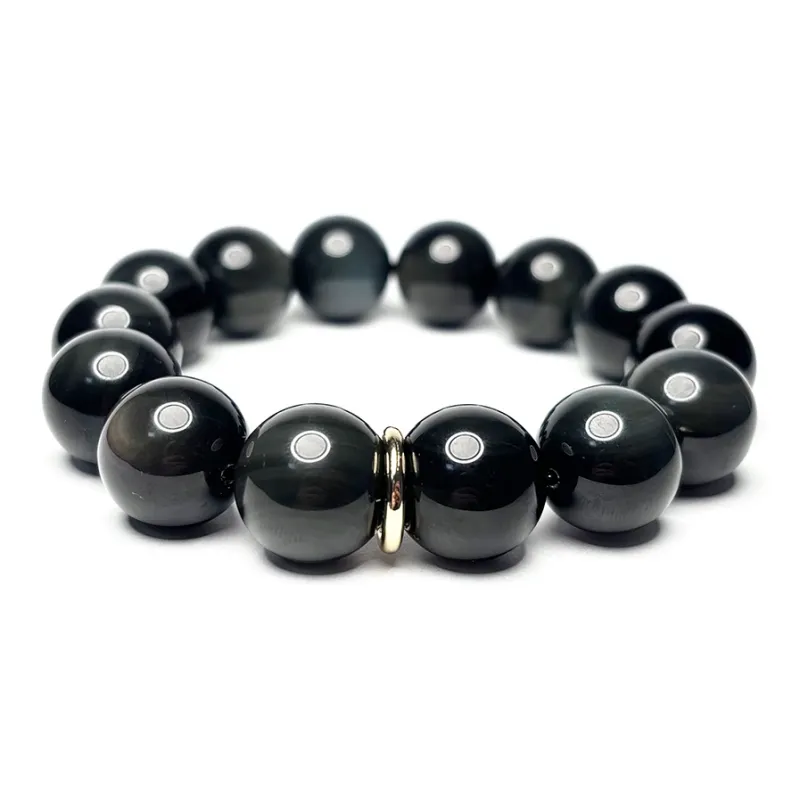 MOUNTAINS AND MANS Obsidian Fortune Beaded Bracelet Men's-3