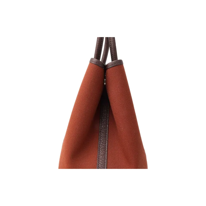 HERMES Garden Party Canvas With Negonda Calfskin Garden Bag Canvas Bag Handbag Regular Women's Burgundy-6