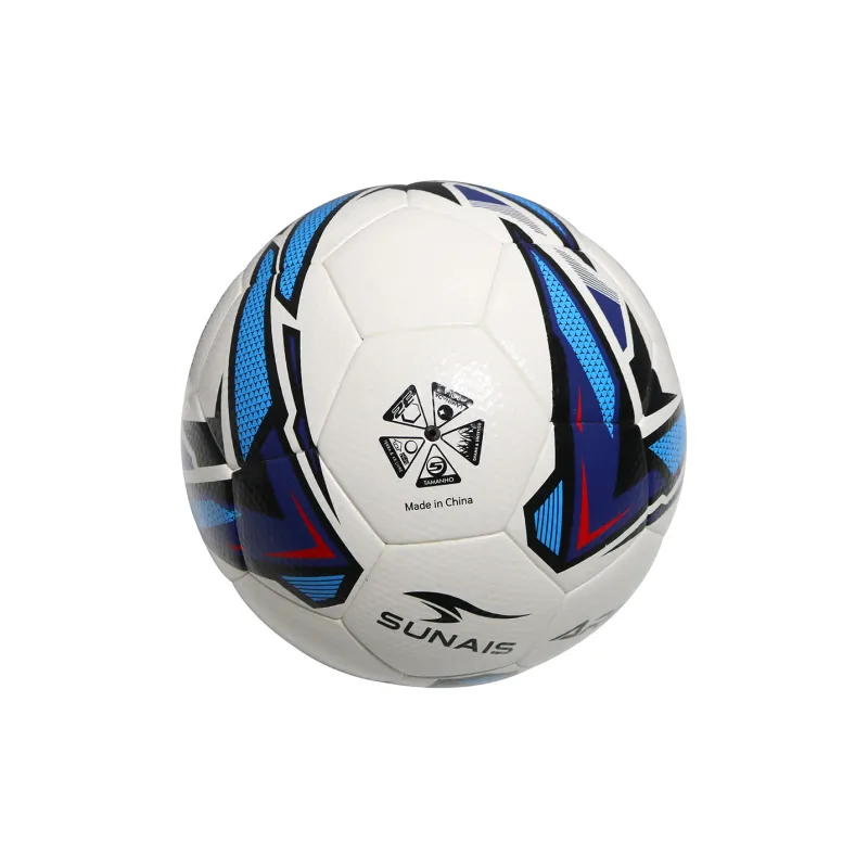 SUNAIS Size 5 Soccer PVC Hand Stitched Soccer Ball Unisex White Blue-1