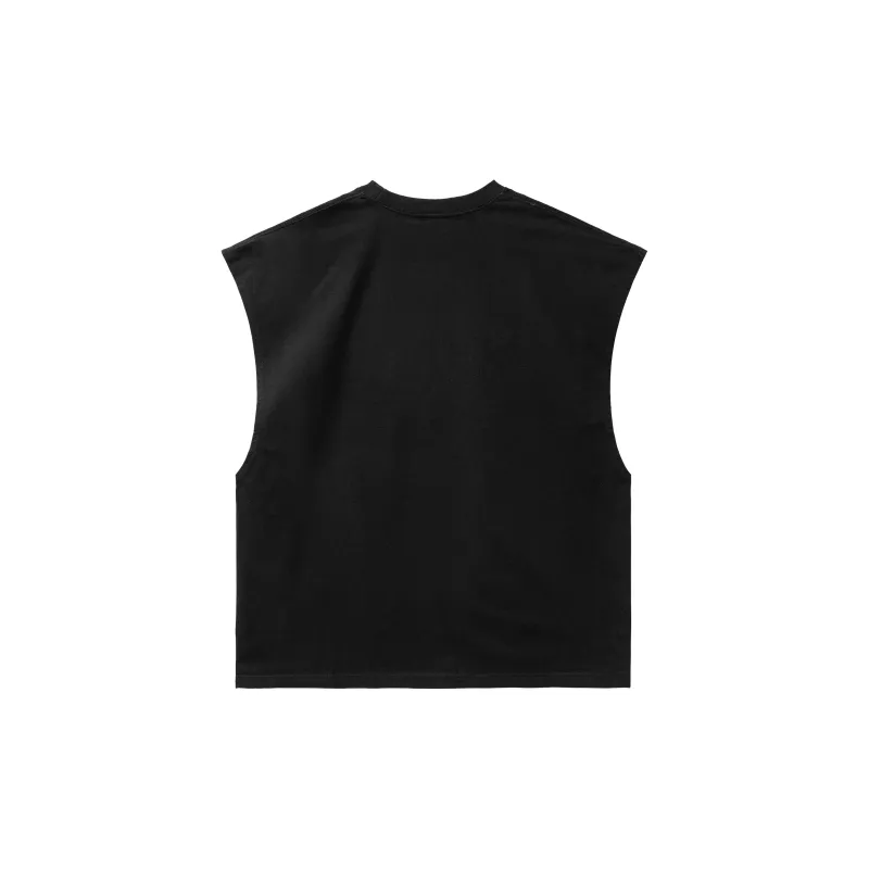 PILOTDRAGON Buttonless Round Neck Tank Top Unisex Black-1