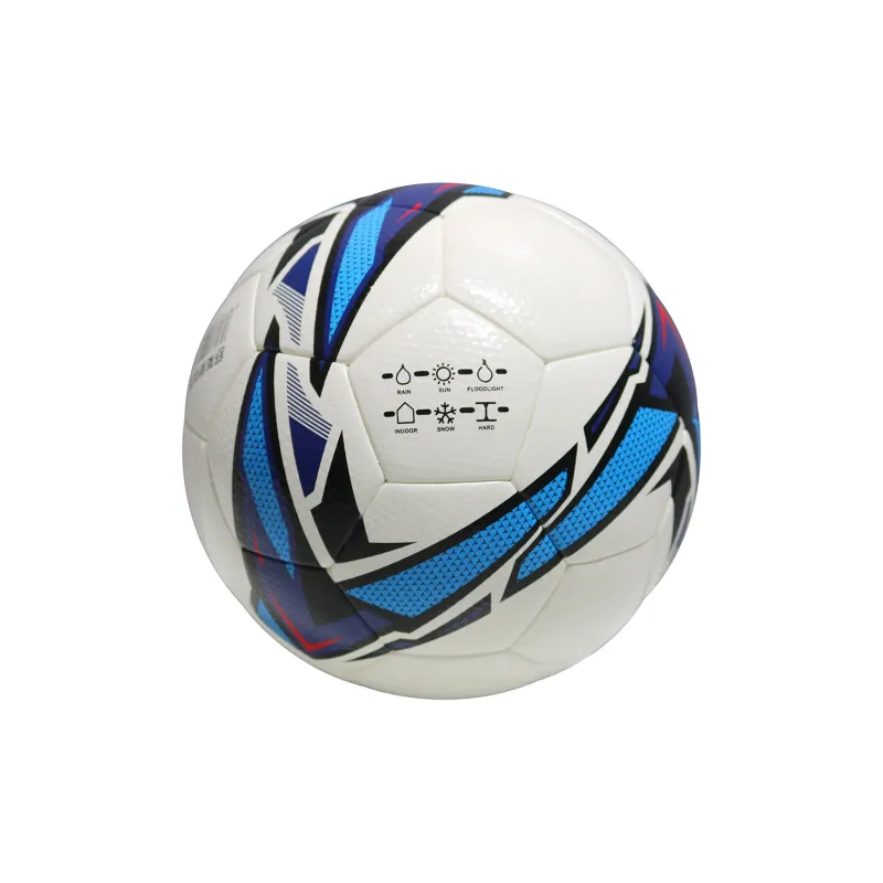 SUNAIS Size 5 Soccer PVC Hand Stitched Soccer Ball Unisex White Blue-2