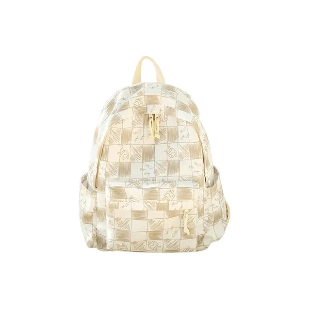 GKY Polyester Cotton Fabric Backpack Regular Unisex Gray/Blue/Coffee/Black-8