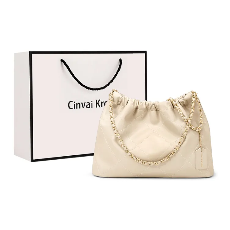 CinvaiKrose Synthetic Leather Underarm Tote Shoulder Bag Trash Bag Hobo Bag Medium Size Women's Black/Ecru-5