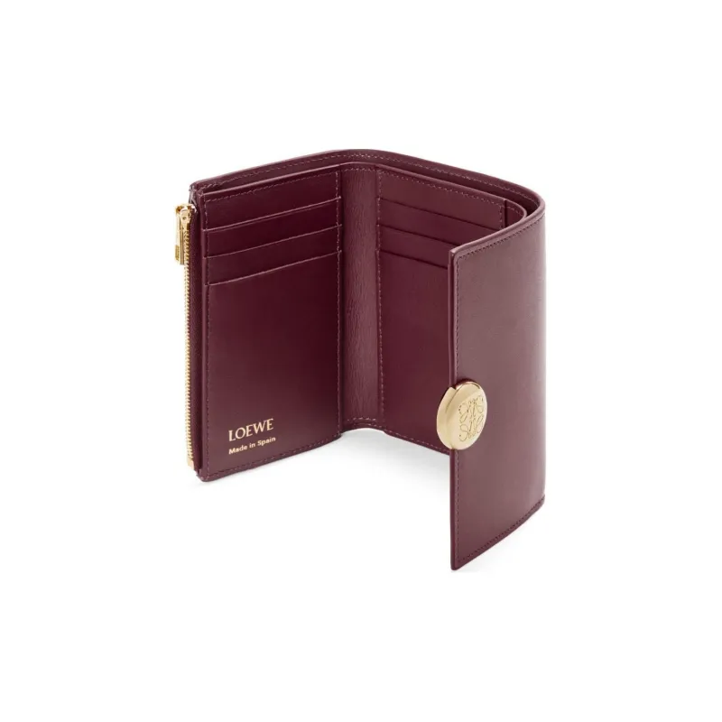 LOEWE Shiny Nappa Calfskin Wallet Small Size Women's Burgundy-2