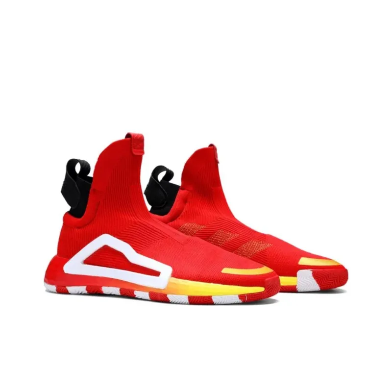 Adidas N3xt L3V3L Cushioning, Slip Resistant, And Abrasion Resistant Low Top Blue Basketball Shoes Unisex Red White-2