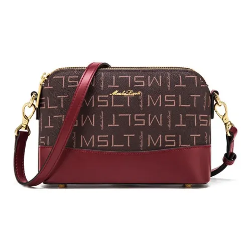MashaLanti PVC Dome Bag Crossbody Bag Shoulder Bag Medium Size Women's Coffee With Red