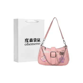 Dusen Kangaroo PU Shoulder Bag Women's Pink