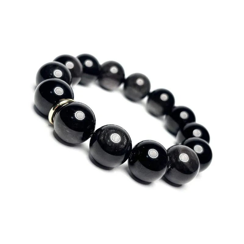 MOUNTAINS AND MANS Obsidian Fortune Beaded Bracelet Men's-7