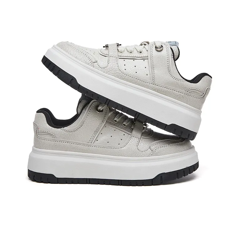 Suan Ba Hui Skateboard Shoes Women's Low Top Crackle White-3
